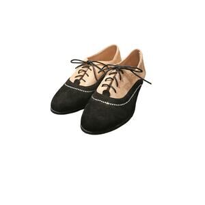 Midnight Velvet Black and Tan rhinestone  Suade flat Oxford tie up shoes sz‎ 11W